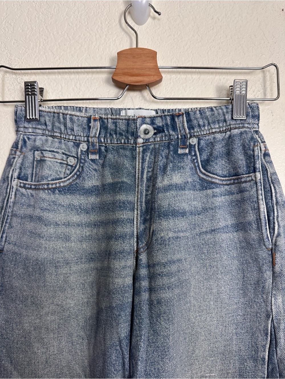 Rag & Bone Miramar Wide Leg Terry Cotton Jeans in Light Blue Size XXS - Picture 4 of 11